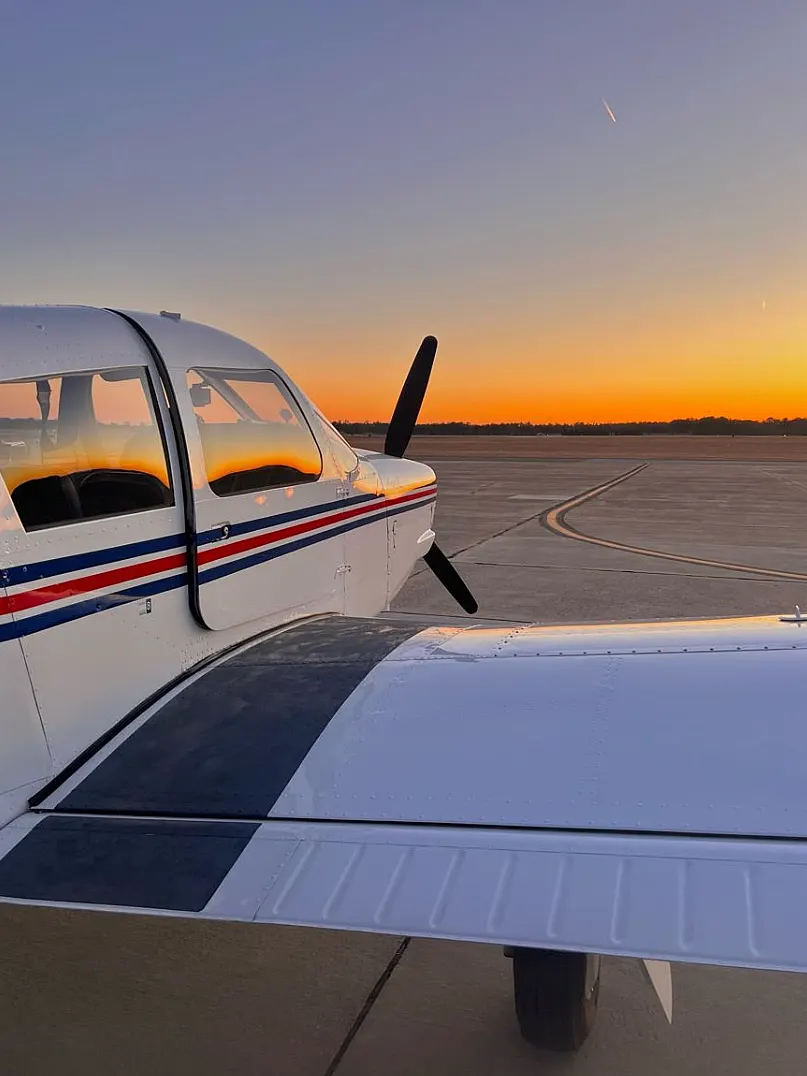 Sunset over aircraft